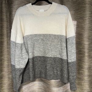 H&M Women's Color Block Sweater - Cream and Gray